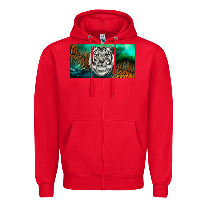 White Tiger Forest License Plate Zipper Hoodie by RanaPortraitStore | Teevron