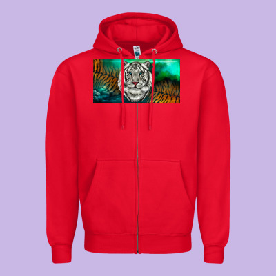 Zipper Hoodie white tiger forest license plate