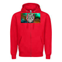 Red white tiger forest license plate Zipper Hoodie - RanaPortraitStore