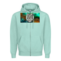 Seafoam white tiger forest license plate Zipper Hoodie - RanaPortraitStore