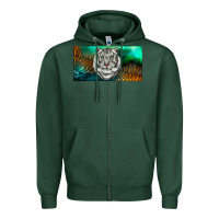 Sports Green white tiger forest license plate Zipper Hoodie - RanaPortraitStore