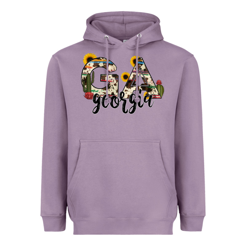 Georgia State Cowhide Serape Cactus Heavyweight Hoodie by RanaPortraitStore | Teevron