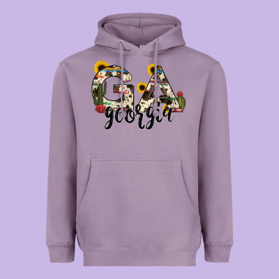 Georgia State Cowhide Serape Cactus Heavyweight Hoodie Designed By Ranaportraitstore