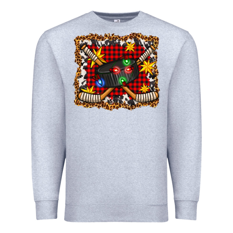 Hockey Christmas With Lights And Stars Premium Sweatshirt by FaDigitalArtStudio | Teevron