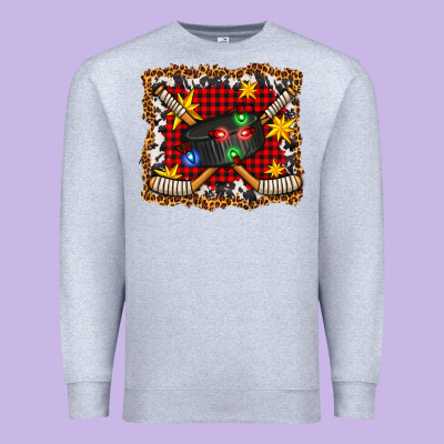 Hockey Christmas With Lights And Stars Premium Sweatshirt Designed By Fadigitalartstudio