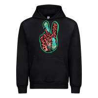 Black Feather Pink Leopard Peace Sign Urban Hoodie - Jasminsmagicworld