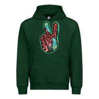 Forest Green Feather Pink Leopard Peace Sign Urban Hoodie - Jasminsmagicworld