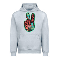 Heather Grey Feather Pink Leopard Peace Sign Urban Hoodie - Jasminsmagicworld