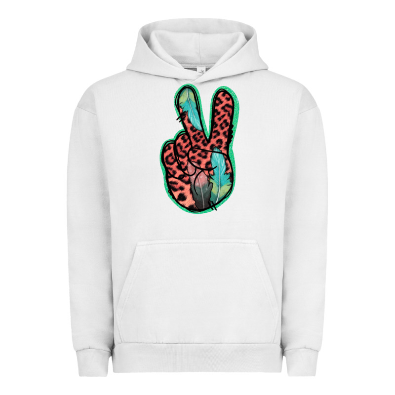 Feather Pink Leopard Peace Sign Urban Hoodie by Jasminsmagicworld | Teevron