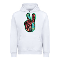 White Feather Pink Leopard Peace Sign Urban Hoodie - Jasminsmagicworld
