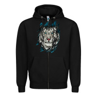 Black White Tiger Scratch Mark Zipper Hoodie - RanaPortraitStore