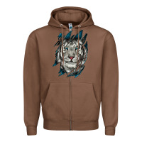 Chestnut White Tiger Scratch Mark Zipper Hoodie - RanaPortraitStore