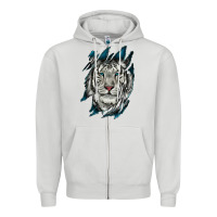 Dove Grey White Tiger Scratch Mark Zipper Hoodie - RanaPortraitStore