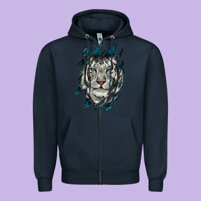 Zipper Hoodie White Tiger Scratch Mark