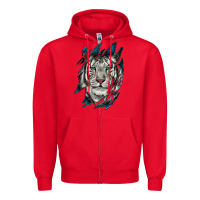 Red White Tiger Scratch Mark Zipper Hoodie - RanaPortraitStore