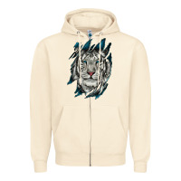 Sandshell White Tiger Scratch Mark Zipper Hoodie - RanaPortraitStore