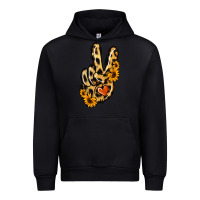 Black Leopard Sunflower Peace Sign Urban Hoodie - Jasminsmagicworld