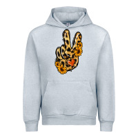 Heather Grey Leopard Sunflower Peace Sign Urban Hoodie - Jasminsmagicworld