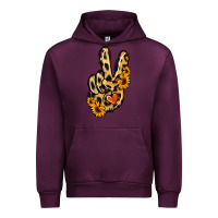 Mauve Wine Leopard Sunflower Peace Sign Urban Hoodie - Jasminsmagicworld