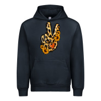 Navy Leopard Sunflower Peace Sign Urban Hoodie - Jasminsmagicworld