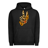 Pigment Black Leopard Sunflower Peace Sign Urban Hoodie - Jasminsmagicworld
