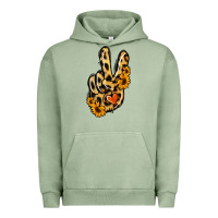 Pigment Oil Green Leopard Sunflower Peace Sign Urban Hoodie - Jasminsmagicworld