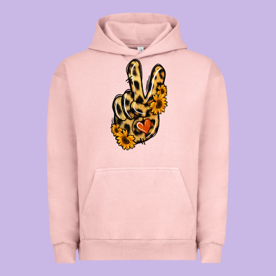 Leopard Sunflower Peace Sign Urban Hoodie Designed By Jasminsmagicworld