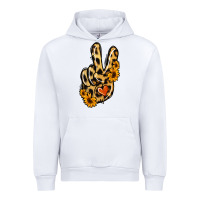White Leopard Sunflower Peace Sign Urban Hoodie - Jasminsmagicworld