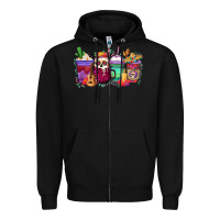 Black dia de los muertos coffee cups Zipper Hoodie - texasbilliewilder