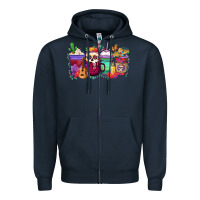 Navy dia de los muertos coffee cups Zipper Hoodie - texasbilliewilder