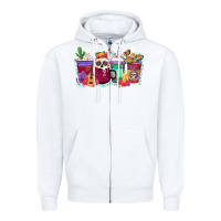 White dia de los muertos coffee cups Zipper Hoodie - texasbilliewilder