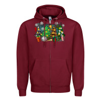 Burgundy christmas trees with tennis Zipper Hoodie - Zillion Design Studio