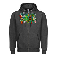 Charcoal Heather christmas trees with tennis Zipper Hoodie - Zillion Design Studio