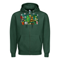 Sports Green christmas trees with tennis Zipper Hoodie - Zillion Design Studio
