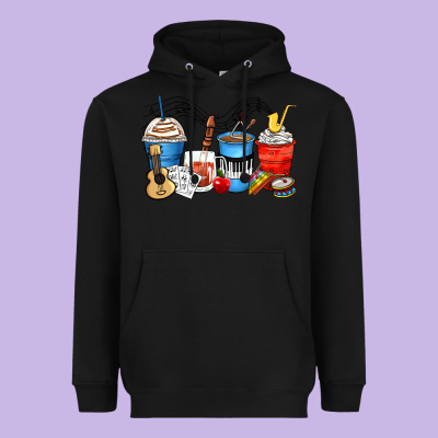 Music Teacher Coffee Cups Heavyweight Hoodie Designed By Zillion Design Studio
