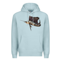 Blue Mist Atlantic Sailfish Illustrations Premium Hoodie - LillyAllenDesigns