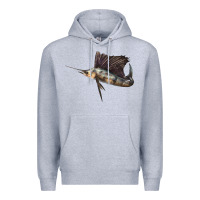 Heather Grey Atlantic Sailfish Illustrations Premium Hoodie - LillyAllenDesigns