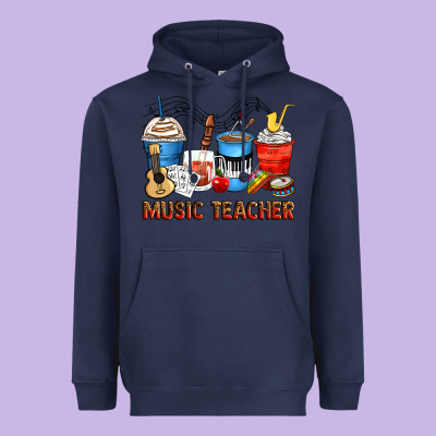 Music Teacher Coffee Cups Heavyweight Hoodie Designed By Zillion Design Studio