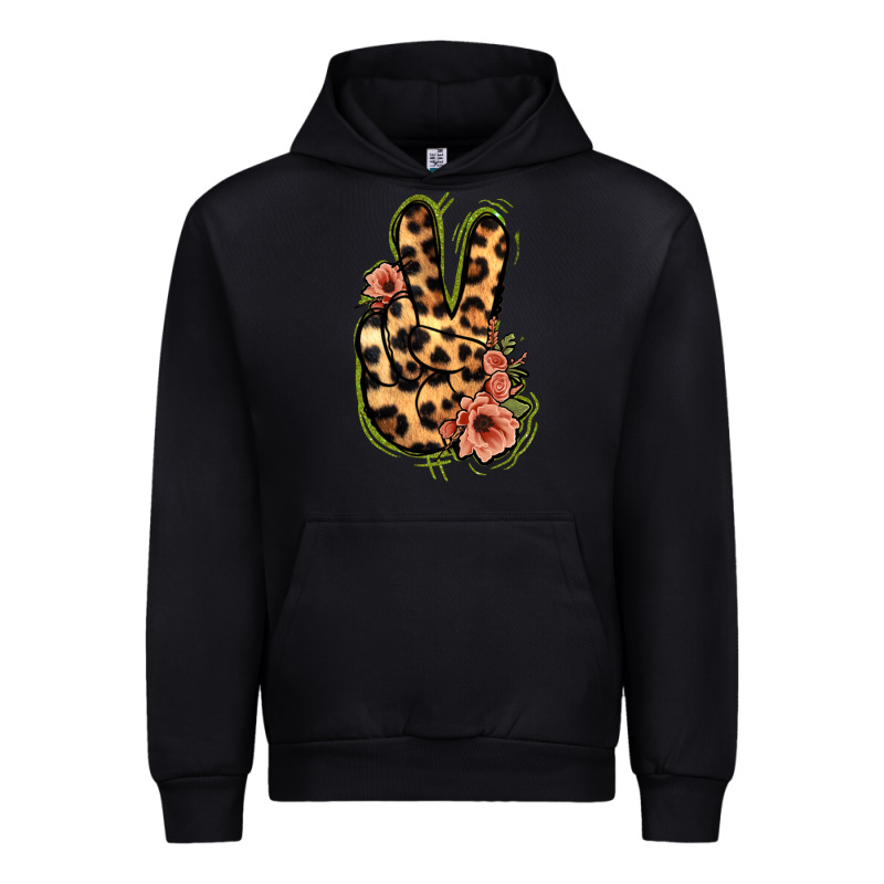 Leopard Floral Peace Sign Urban Hoodie by Jasminsmagicworld | Teevron