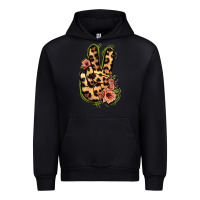 Black Leopard Floral Peace Sign Urban Hoodie - Jasminsmagicworld