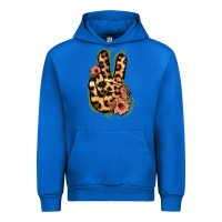 Cobalt Leopard Floral Peace Sign Urban Hoodie - Jasminsmagicworld