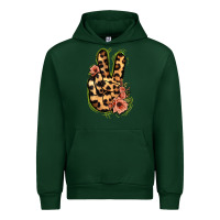 Forest Green Leopard Floral Peace Sign Urban Hoodie - Jasminsmagicworld