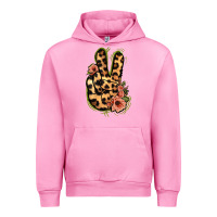 Fuchsia Pink Leopard Floral Peace Sign Urban Hoodie - Jasminsmagicworld