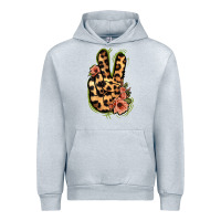Heather Grey Leopard Floral Peace Sign Urban Hoodie - Jasminsmagicworld