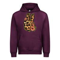 Mauve Wine Leopard Floral Peace Sign Urban Hoodie - Jasminsmagicworld
