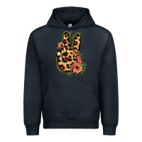 Navy Leopard Floral Peace Sign Urban Hoodie - Jasminsmagicworld