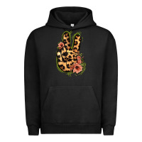 Pigment Black Leopard Floral Peace Sign Urban Hoodie - Jasminsmagicworld