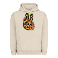 Pigment French Oak Leopard Floral Peace Sign Urban Hoodie - Jasminsmagicworld