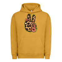 Pigment Peanut Butter Leopard Floral Peace Sign Urban Hoodie - Jasminsmagicworld