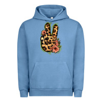 Pigment Pebble Blue Leopard Floral Peace Sign Urban Hoodie - Jasminsmagicworld